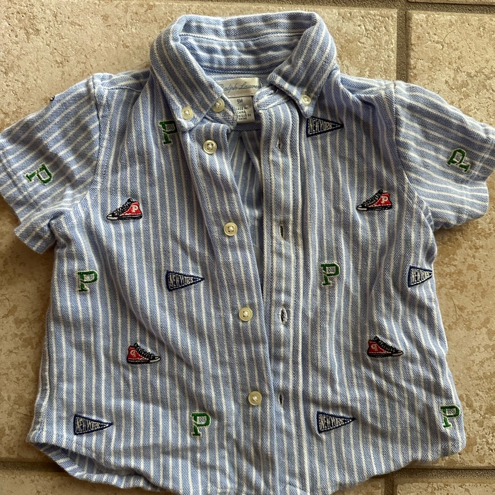 Polo by Ralph Lauren Blue and Green Button Down Shirt